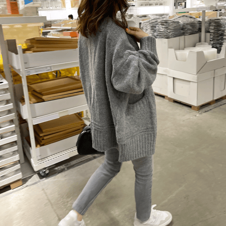 Over size pocket cardigan (Gray)