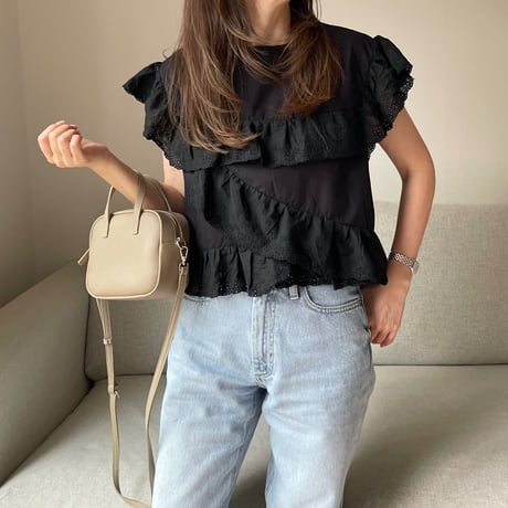 Sailor lace blouse(Black)
