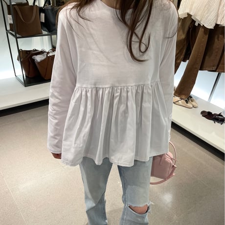 Flare gather tops(White)