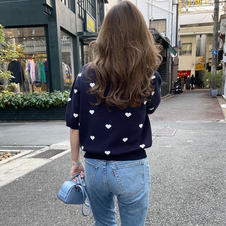 Heart knit(Navy)