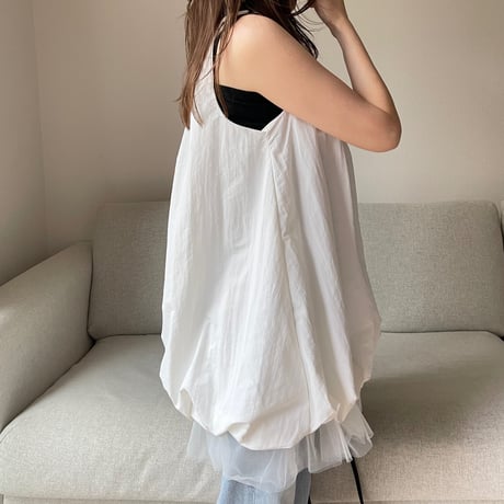Balloon chiffon mini onepiece(White)