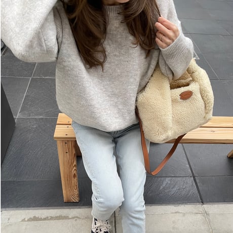 Wool blend crew neck knit(Oatmeal)