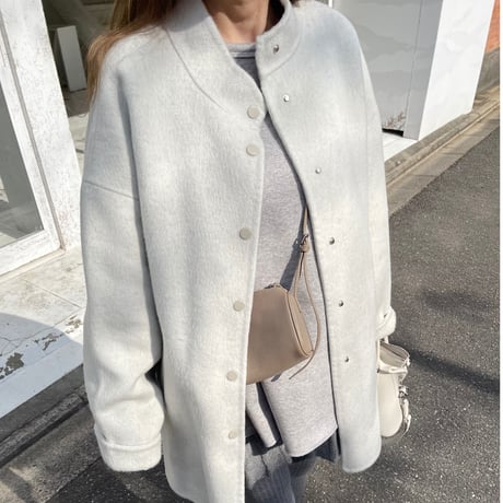 【Hand made】Wool 100% Over coat(Ivory)