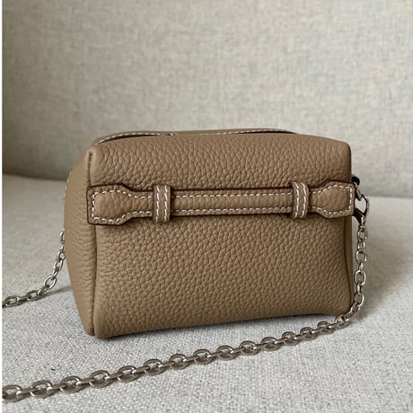 Leather mini pochette(Greige)