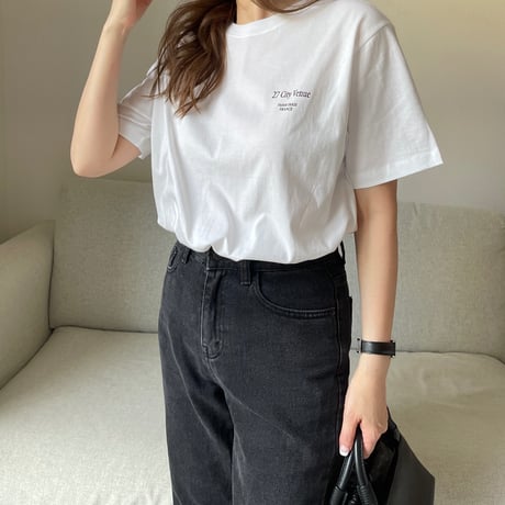 Back print logo t-shirts(White)