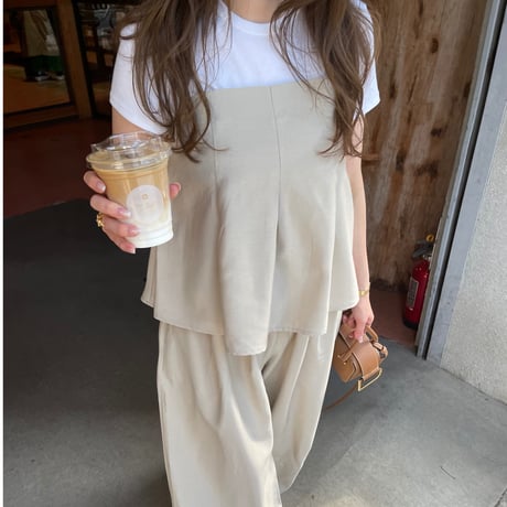 Flare camisole setup(Beige)