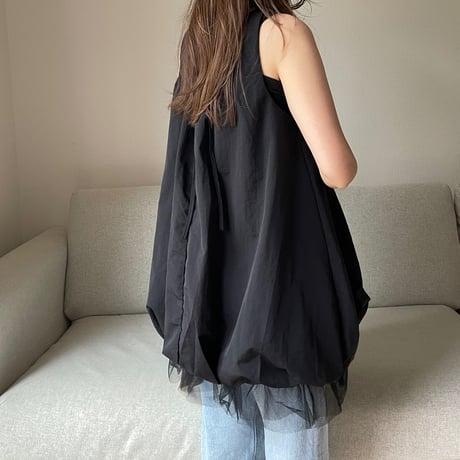 Balloon chiffon mini onepiece(Black)