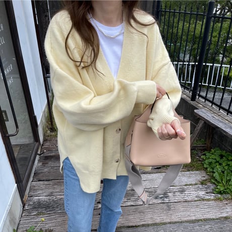 Side slit over cardigan(Yellow)