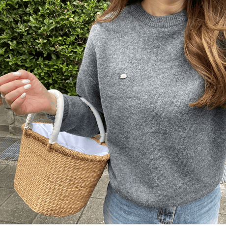 Rattan leather basket bag