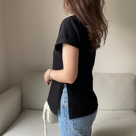 Slit t-shirts(Black)