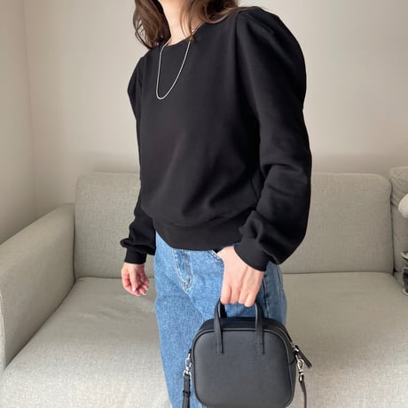 Puff sleeve sweat shirts(Black)