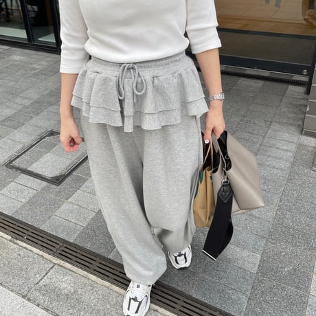Frill sweat pants(Gray)