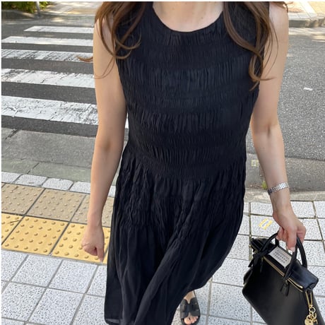Shirring onepiece(Black)