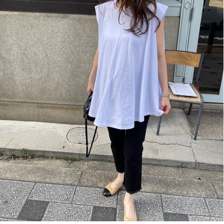 Wide flare cutsew(White)
