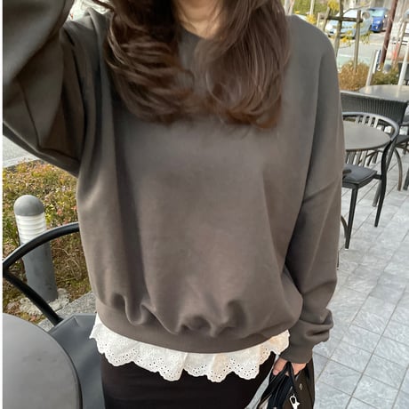 Layered lace sweat(Charcoal gray)