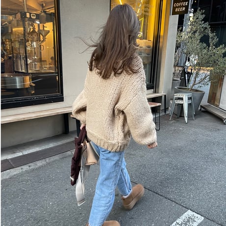 Low gauge volume knit(Beige)