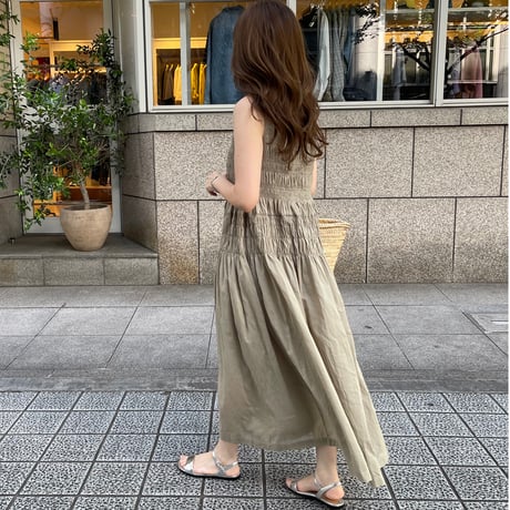 Shirring onepiece(Khaki)