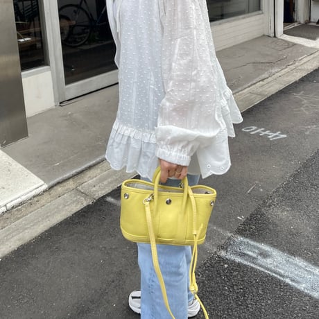 Leather mini tote bag(Yellow)付属ポーチなし