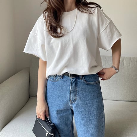 Cropped sweat tops(Ivory)