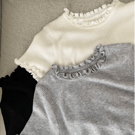 Mellow piping half knit(Black)