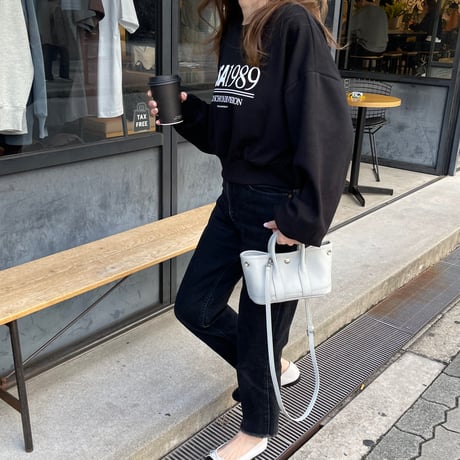 Leather mini tote bag(Blue gray)付属ポーチなし