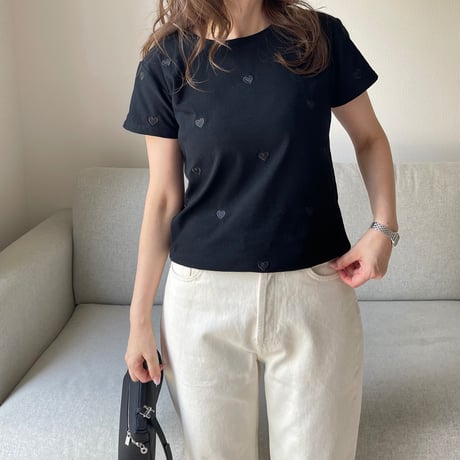 Heart basic t-shirts(Black)