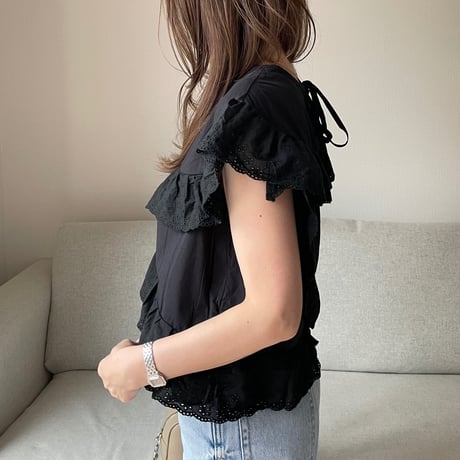 Sailor lace blouse(Black)