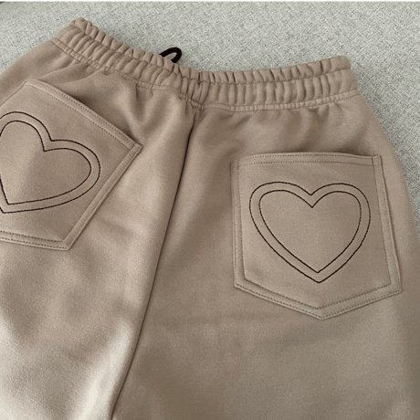 Heart sweat pants (Beige)