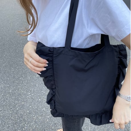 Frill tote bag(Black)