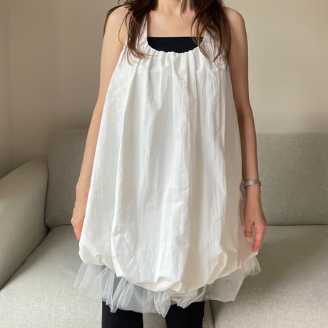 Balloon chiffon mini onepiece(White)