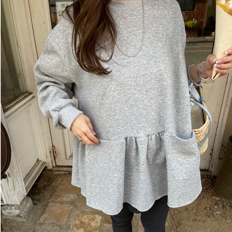 Wide pocket sweat tops(Gray)