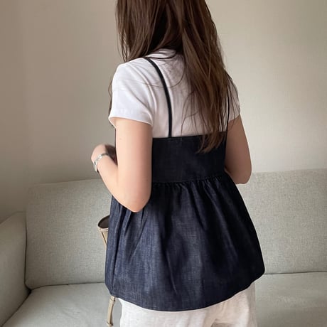 Denim flare camisole(Blue)