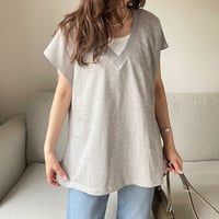 V-neck sweat vest(Gray)