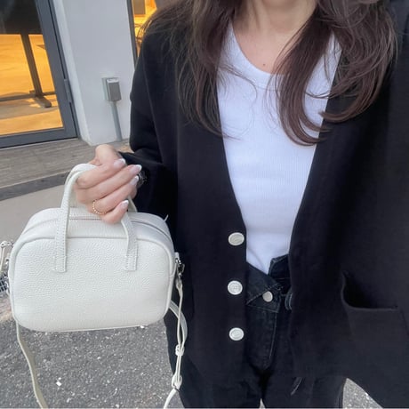 Leather mini square bag(Ivory)