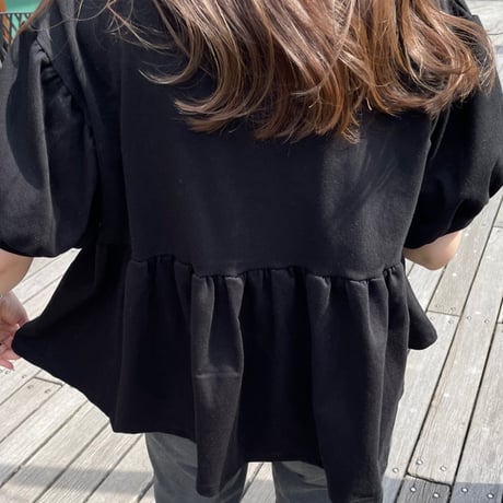 Balloon half sleeve pullover (Black)