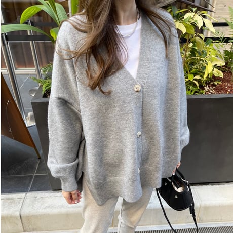 Side slit over cardigan(Gray)