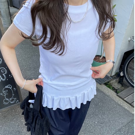 Frill rib tops(White)