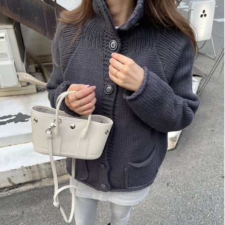 Leather mini tote bag(Ivory)