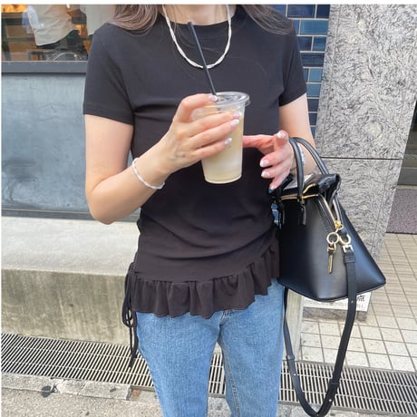 Frill rib tops(Black)