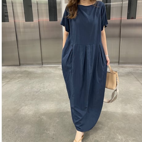 Mellow long onepiece(Navy)