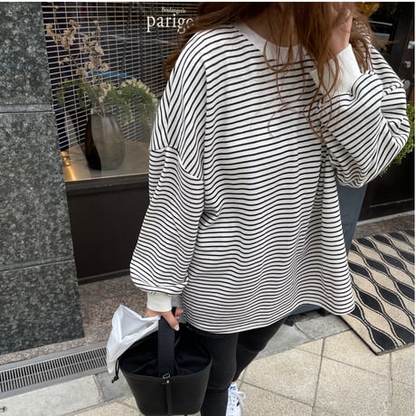 Border long t-shirts(Ivory)