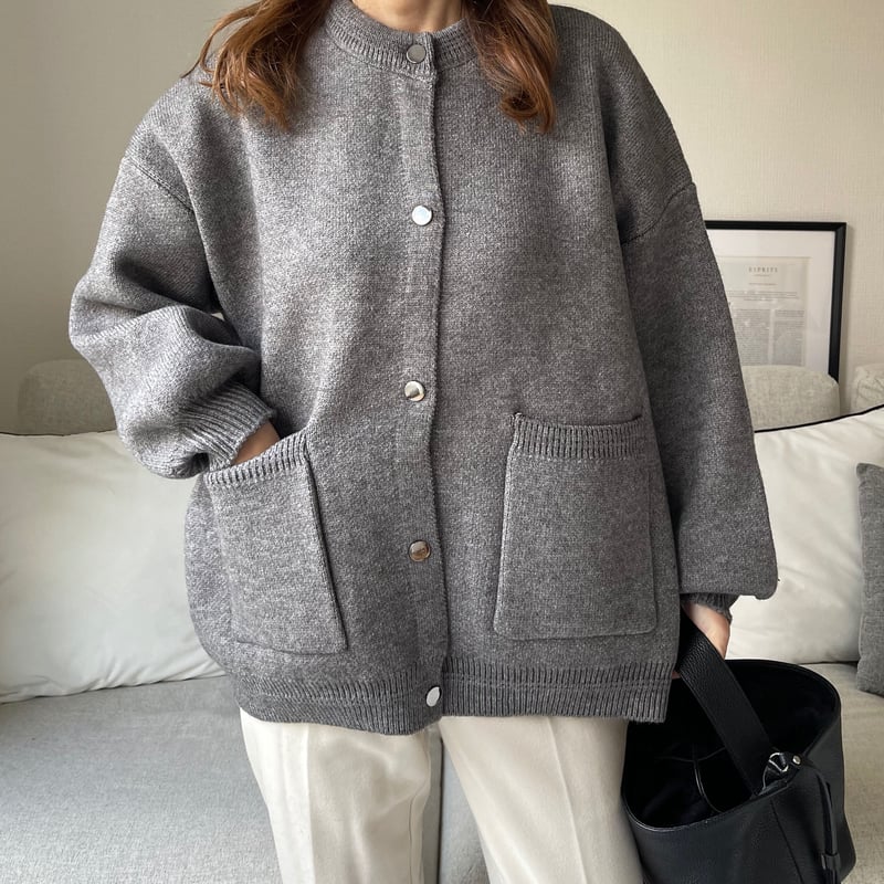 Double pocket cardigan (Gray) | K