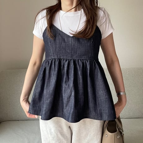 Denim flare camisole(Blue)