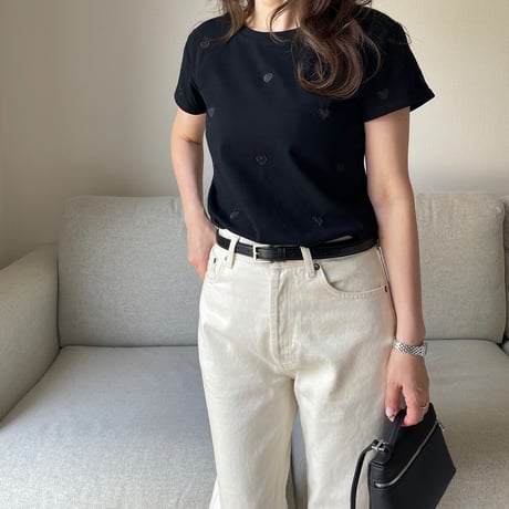 Heart basic t-shirts(Black)