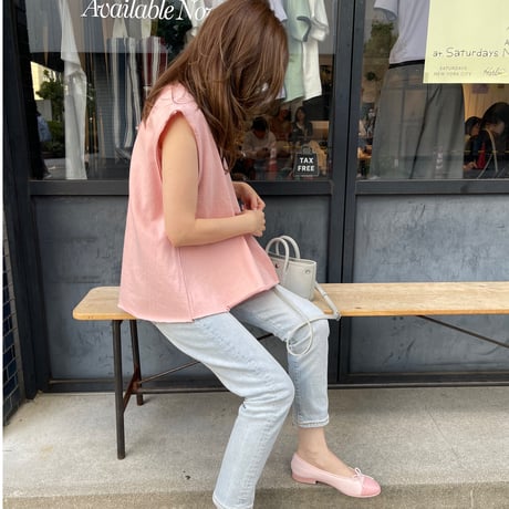 Tuck flare sweat tops(Pink)