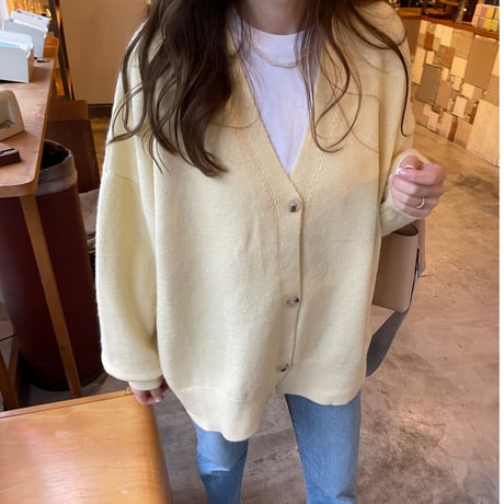 Side slit over cardigan(Yellow)