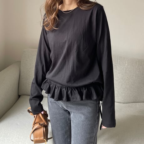 Frill gather cutsew(Black)