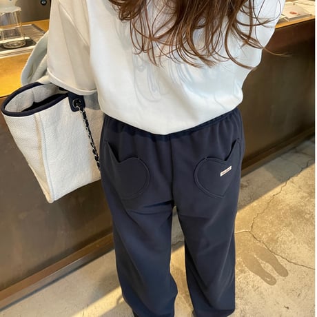 Heart pocket sweat pants(Navy)