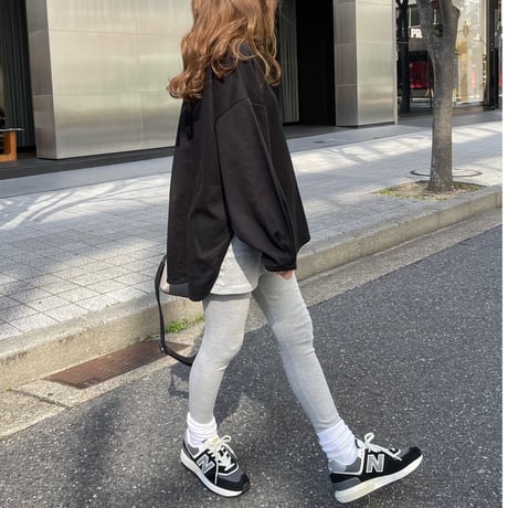 Sideslit long t-shirts(Black)