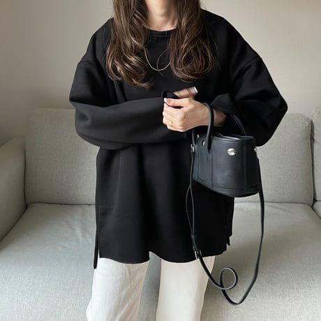 Side cut box pullover(Black)